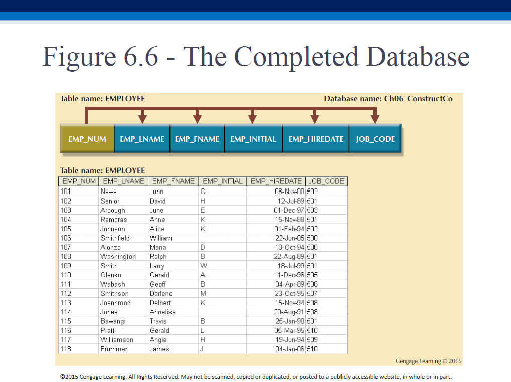 Figure 6.6 - The Completed Database